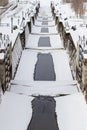 Rideau canal locks in winter season in Ottawa, Canada. Popular canadian landmark.