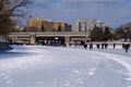 Rideau Canal Skateway at Pretoria Bridge, Ottawa Royalty Free Stock Photo