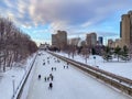 Rideau Canal Skating trail in Ottawa, Ontario, Canada. Royalty Free Stock Photo