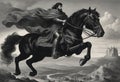 rider of the apocalypse on a black horse with a scale, affecting the economy