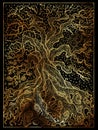 Old tree. Mystic wiccan concept for Lenormand oracle tarot card.