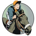 Rider on horse. Stock illustration.