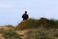 Rider on horseback riding on the Mediterranean coast Royalty Free Stock Photo