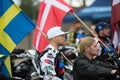 Rider Joonas Kylmaekorpi with flag