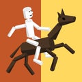 Rider man on a horse back. Abstract cartoon Royalty Free Stock Photo