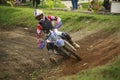 A rider maneuver a the corner in Sky Garden Motocross Racing Event. Photos taken on 9 January 2022 Royalty Free Stock Photo