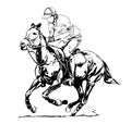 Rider riding a horse sketch hand drawn vintage