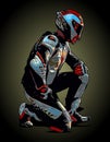 Rider side view is squatting Royalty Free Stock Photo