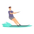 Rider surfer icon cartoon vector. Active water skiing