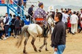 Rider in traditional Mongolian deel at Nadaam horse race