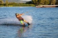 Rider wakeboarding in the cable wake park Merkur