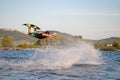 Rider wakeboarding in the cable wake park Merkur