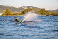 Rider wakeboarding in the cable wake park Merkur