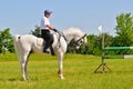 Rider on white arabian horse Royalty Free Stock Photo