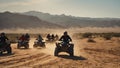 ATV riders in the desert wear face coverings