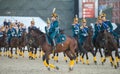 Riders of cavalry honorary escort of Presidential Regiment Royalty Free Stock Photo