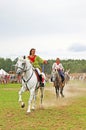 Riders at historic reconstruction of Kievan Rus', near Kyiv, Ukraine