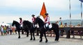 Riders on horse - Carolina citadel in Alba Iulia, Romania Royalty Free Stock Photo