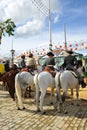 Riders at horse in the Seville Fair, feast in Spain Royalty Free Stock Photo