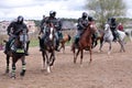 Riders on horseback. Demonstrations mounted police. KSK