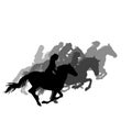 Riders on horses galloping on the horse racing Royalty Free Stock Photo