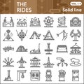 The rides line icon set, amusement park symbols collection or sketches. Entertainment water attractions linear style Royalty Free Stock Photo