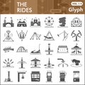 The rides solid icon set, amusement park symbols collection or sketches. Entertainment water attractions glyph style Royalty Free Stock Photo