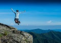 Ridge line inspires a leap of joy Royalty Free Stock Photo