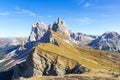 The ridge of Seceda mountain peak, Dolomites, Italy