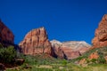 Ridge walk in beautiful scenery in Zion National Park along the Angel`s Landing trail, Hiking in Zion Canyon, Utah Royalty Free Stock Photo