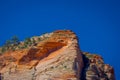 Ridge walk in beautiful scenery in Zion National Park along the Angel`s Landing trail, Hiking in Zion Canyon, Utah Royalty Free Stock Photo