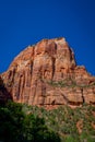 Ridge walk in beautiful scenery in Zion National Park along the Angel`s Landing trail, Hiking in Zion Canyon, Utah Royalty Free Stock Photo