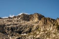 Ridgeline of Alta Peak with Snow Lingering on Cracks in the Cliffs