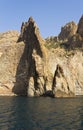 The ridges of fantastic rocks on the coast. Kara-Dag.Crimea