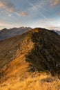 Ridges of Viscos moutain in the Pyrenees at sunset and sunrise