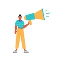 The ridicule is holding a bullhorn in his hand. Trendy style, Vector Illustration