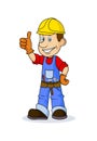 Ridiculous caricature the cheerful worker Royalty Free Stock Photo