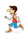 Ridiculous caricature man the running marathon. Royalty Free Stock Photo