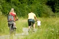 Riding the bicycles together Royalty Free Stock Photo