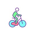 Riding bike in city RGB color icon