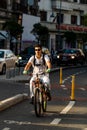 Riding a bike. Commuters on bike in Bucharest, Romania, 2021