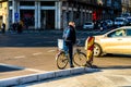 Riding a bike. Commuters on bike in Bucharest, Romania, 2021