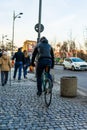 Riding a bike. Commuters on bike in Bucharest, Romania, 2021