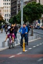 Riding a bike. Commuters on bike in Bucharest, Romania, 2021