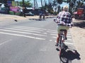 Riding a bike in Muine in South Vietnam