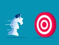 Riding chess horse aiming to target. Business planning and strategy vector illustration Royalty Free Stock Photo