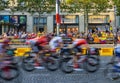 Riding Fast in Paris on Champs Elysees - Tour de France 2019 Royalty Free Stock Photo