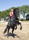 Riding girl and horse Royalty Free Stock Photo