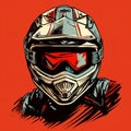 Motocross Racer Illustration: Bold And Expressive Portraits In Woodcut Style