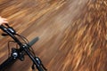 Riding mountain bike in autumn forest Royalty Free Stock Photo